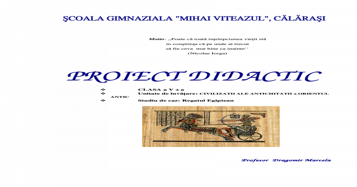 Proiect Didactic Egiptul Antic Mod